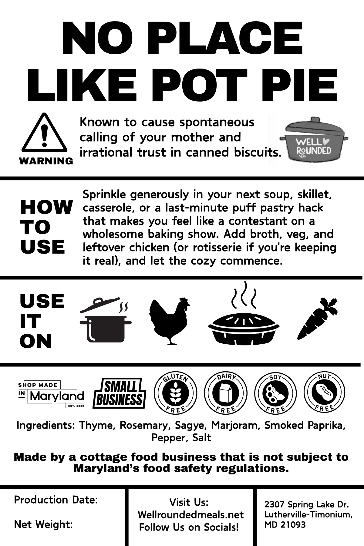 No Place Like Pot Pie - Cozy & Savory Spice Blend